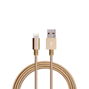 2M Kabel Lightning Laddare till iPhone / iPad Nylon Quick Charge Guld