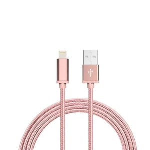 3M Kabel Lightning Laddare till iPhone / iPad Nylon Quick Charge Rosé Guld