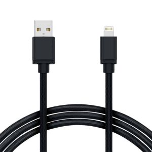 2M Lightning Kabel Laddare till iPhone / iPad Nylon Quick Charge Svart