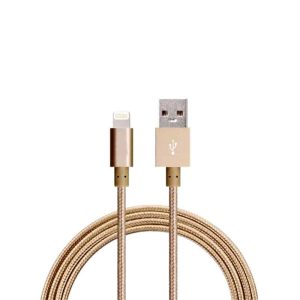 1M Kabel Lightning Laddare till iPhone Nylon Quick Charge Guld