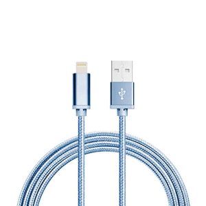 1M Kabel Lightning Laddare till iPhone Nylon Quick Charge Blå