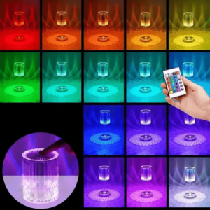 Table Lamp LED – Kristall RGB Färger med Fjärrkontroll