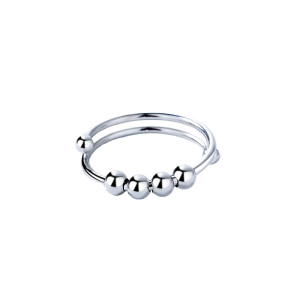 Anti Stress Ring med Roterbara Pärlor – Silver
