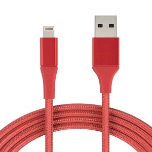 2M Kabel Laddare till iPhone / iPad Nylon Quick Charge Röd