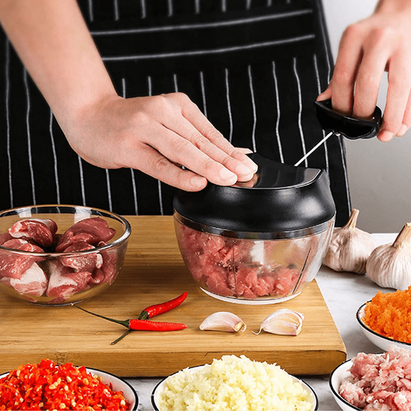 Grönsakshackare med Snöre – Dicer med Dragfunktion 500 ml Svart - Bild 3