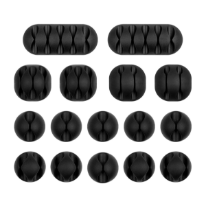 16 st Självhäftande Kabelhållare / Cable Clips i Silikon Svart