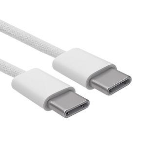 Nylonflätad USB-C till USB-C Kabel Vit – Quick Charge 1m