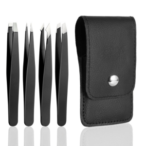 Exklusivt set med 4 olika Pincetter – Läderfodral inkluderat
