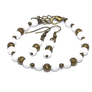 Armband och örhängen med lavasten (S-XXL)