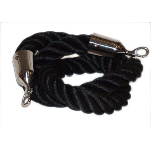 Avspärrningsrep i polyester ø38mm 1,5m royal svart m/krom kr