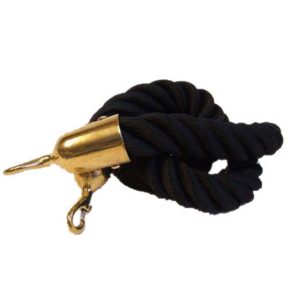 Avspärningsrep ø38mm 1,5m royal svart mässingskrokar