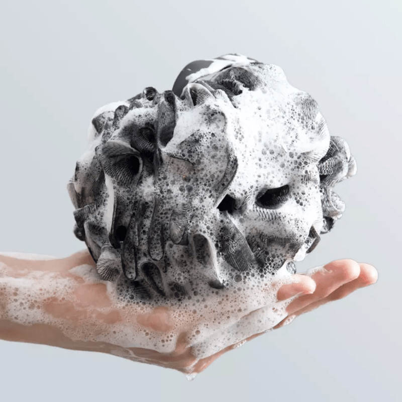 Exklusiv Duschboll – Exfolierande Duschpuff Peeling Charcoal - Bild 3