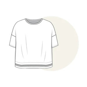 Oversize topp med trekvartsärm i bambulyocell - Bone