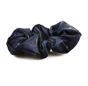 Scrunchie i blått glansigt tyg
