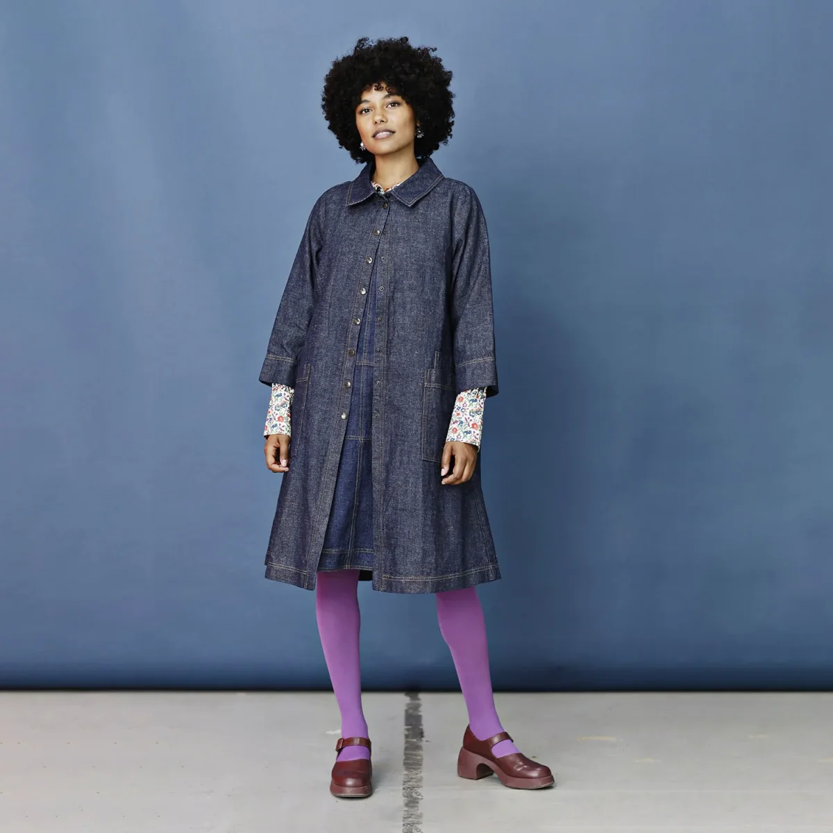 McVERDI A-line jacka i hampa och ekologisk bomull - Blå denim - Bild 4