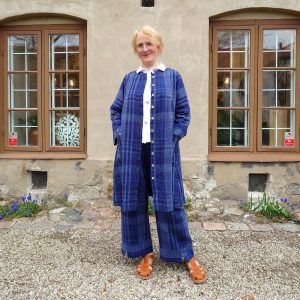 Rutig jacka/skjortklänning i lin och bomull – Indigo | McVerdi